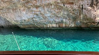 Blue water reflections in the Red Cliff of Astypalaia Island [upl. by Vincenta]