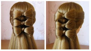 Coiffure avec noeud papillon cheveux long 🎀 Hair bow tutorial 🎀 Hairstyle for long hair [upl. by Martinez]