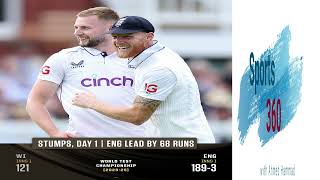 England 68 Runs Ahead On Day1 Of 1st Test At Lords Against West Indies Atkinson 745 On Debut [upl. by Arakihc686]