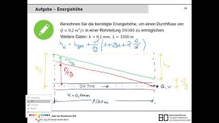 Übung Nr 20 zu Wasserbau und Hydromechanik Energiehöhe bei Druckrohrleitung [upl. by Iralav271]