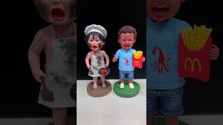 Cute Clay Bobbleheads ：Little Chefs and the French FryLoving Boy [upl. by Benco229]