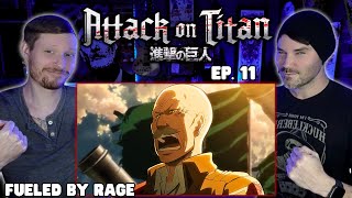 HAIL MARY WITH A BOULDER  ATTACK ON TITAN  S1 Episode 11 Reaction [upl. by Yniffit]