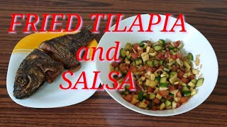 FRESH CUCUMBER AND MANGO SALSA RECIPE  FRIED TILAPIA [upl. by Rotceh]