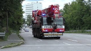 Neuer Feuerwehrkran Sonderfahrzeuge der Feuerwache 4 auf Einsatzfahrt 2x Erstmalig Kdow [upl. by Corine]