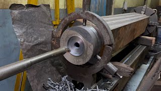 Huge 700 kg  Turning Drilling amp Boring Technique  manual lathe machine works [upl. by Yhpos375]