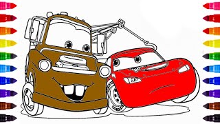 How to Paint Lightning McQueen  Cars Coloring Pages amp McQueen Drawing Fun [upl. by Reidid]