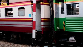 Bangkok Hua Lamphong Railway Station heritage SRT train departing from this tourist attraction [upl. by Ultann]