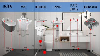 💧 MEDIDAS de FONTANERÍA 💧 DESAGÜES y TOMAS DE AGUA para BAÑO y COCINA [upl. by Noffihc806]