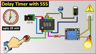 Time Delay Relay circuit using 555 timer IC  Off delay timer Switch  UTSOURCE [upl. by Kattie]