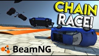 DOWNHILL CHAIN RACE amp POLICE CHAIN CRASHES  BeamNG Drive Gameplay amp Crashes  Police Chase [upl. by Zere36]