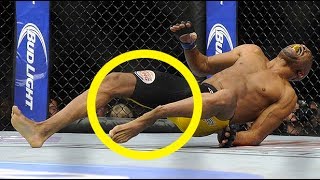 UFC 168 Anderson Silva BREAKS SHIN BONE kicking Chris Weidman reaction [upl. by Noyahs]