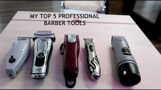 My top 5 professional barber clippers  braun series 9  cordless andis toutliners [upl. by Eessej491]