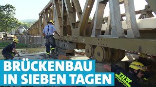 Wie das THW beim Wiederaufbau an der Ahr tatkräftig hilft und eine Brücke baut [upl. by Nnateragram]