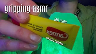 chaotic aggressive random gripping grasping finger tapping ASMR  Carmex Tubes ETC no talking [upl. by Aicek]