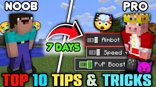 TOP 10 SECRET PVP TIPS amp TRICKS TO BECOME A PRO IN MINECRAFT PE 😈 [upl. by Offen347]