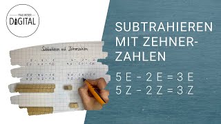 Subtrahieren mit Zehnerzahlen  schnell erklärt inkl Arbeitsblatt [upl. by Carver]