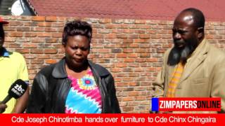 Chinotimba Hands over furniture to Cde Chinx [upl. by Elisha265]