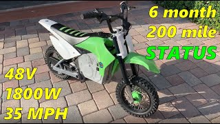 6 month Status Update  48V  1800W  35 MPH Razor Dirt Bike [upl. by Cristabel]