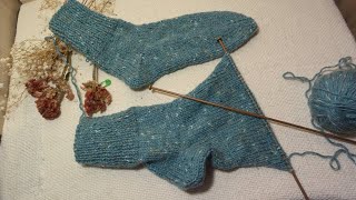 How to knit socks on two straight needles  Singlepointed needles [upl. by Nylyram]