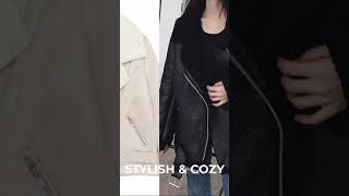 Lamb Fur Faux Leather Jacket Coat Winter Warm Outerwear with Belt [upl. by Damiano357]