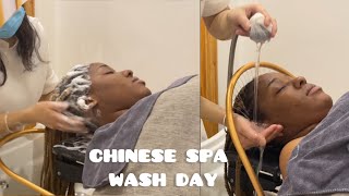 ASMR CHINESE HEAD SPA  HYDROTHERAPY WASH  BLACKS IN CHINA 🇨🇳 [upl. by Drarig]