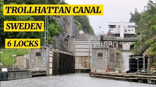 TROLLHATTAN CANAL PASSAGE  SWEDEN  6LOCKS  SHIP IN 44 METERS ABOVE SEA LEVEL [upl. by Ntsyrk]