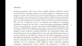 Mode Decoupling Auto Encoder for Machinery Fault Diagnosis Under Unknown Working Conditions [upl. by Areemas]