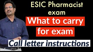 Call letter instructions for ESIC PHARMACIST EXAM  Must know [upl. by Anehsuc484]