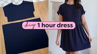 DIY 1 Hour Dress  Sewing Pattern  Easy Smock Dress Naya Tshirt Hack [upl. by Enitselec]