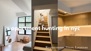 nyc apartment hunting  touring 5 apartments w prices locations tips [upl. by Marin]