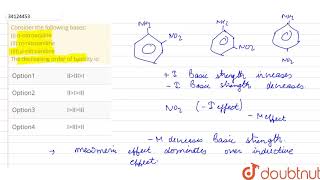 Consider the following bases I onitroaniline II mnitroaniline III pnitroaniline The [upl. by Bonucci]