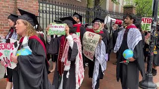 Free free Palestine Some Harvard graduates walk out of commencement [upl. by Tini]