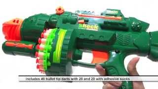 TOY GUN FOR KIDS SHOOT DARTS NERF FOAM TYPE LARGE SEMIAUTOMATIC [upl. by Yelrebma]