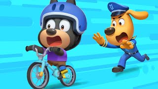 Sheriffs Riding a Bike  Educational Cartoon  Kids Cartoon  Sheriff Labrador  BabyBus [upl. by Llertniuq557]