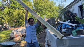 1st Progress Update On Our Dog Ear Wood Fence On Top Cinder Block Wall Project P2  Design amp Ideas [upl. by Tannie691]