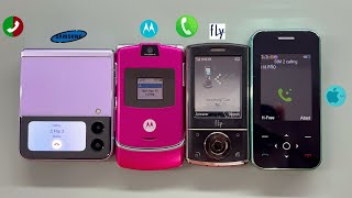 Outgoing Call amp Incoming Call i18pro Vs FLY SX210 slider  Motorola RAZR V3 Vs Samsung Z Flip3 [upl. by Yelknirb993]