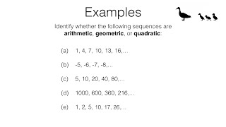 A24b Recognising arithmetic geometric and quadratic sequences [upl. by Crowe931]