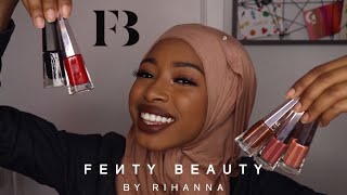 NEW FENTY BEAUTY STUNNA LIP PAINT ALL SHADES LIP SWATCHES  REVIEW ON BROWN SKIN [upl. by Yhtorod160]