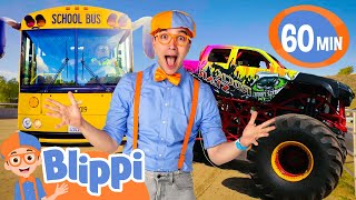 Blippi Wheels On The Bus Monster Trucks and More  Vehicles For Kids  Educational Play Videos [upl. by Ravilob]