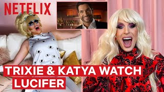 Drag Queens Trixie Mattel amp Katya React to Lucifer  I Like to Watch  Netflix [upl. by Llednohs]