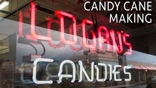 Logans Candies in Ontario Candy Cane Making Demonstration [upl. by Meehsar]