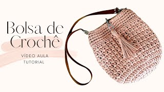 Bolsa de Crochê Com Fio de Malha  Crochê Passo a Passo  Tutorial de Bolsa Fácil  Aula de Crochê [upl. by Mari462]