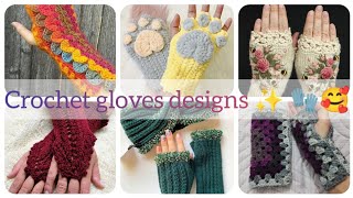 beautiful woolen hand gloves for winterstylish crochet 🧤 gloves✨💖 [upl. by Ahsyas478]