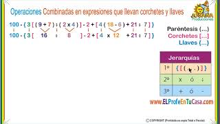 Operaciones combinadas con llaves paréntesis y corchetes Ejm 2 [upl. by Rennerb]