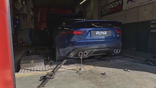 2021 Jaguar F Type P450 Reflashing to P575 engine output on dyno [upl. by Morgen]