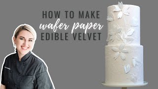 How to make edible velvet texture for cake decorating using wafer paper  Florea Cakes [upl. by Dnomaj]