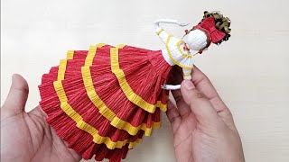 Disney Encanto craft  Dolores inspired doll tutorial  Crepe paper doll DIY step by step tutorial [upl. by Shuler]