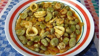 HABAS CON CHIPIRONES Y GAMBAS  RECETA FÁCIL [upl. by Lashond]