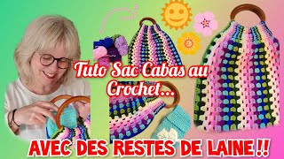 TUTO Sac Cabas au Crochet avec des Restes de Laine Facile et Rapide [upl. by Strander425]