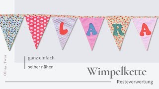 Wimpelkette nähen  aus Stoffresten [upl. by Bergwall]